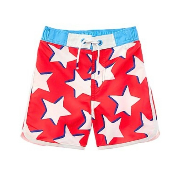 Mini Boden Sz 6/7Y Star-Patterned Swim trunks - Red and Blue - Picture 1 of 1